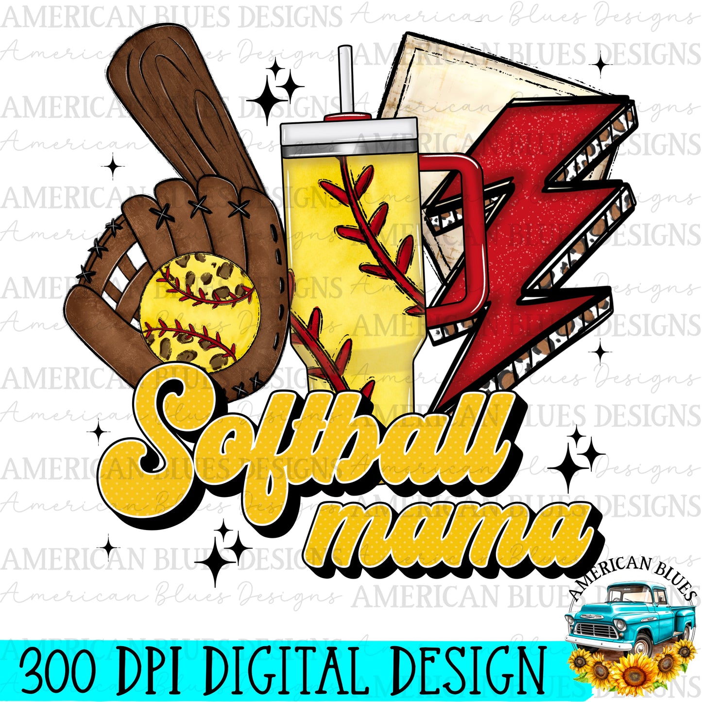 Softball Mama digital design | American Blues Designs