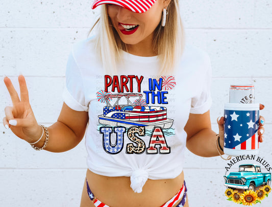 Party in the USA pontoon boat digital design | American Blues Designs 