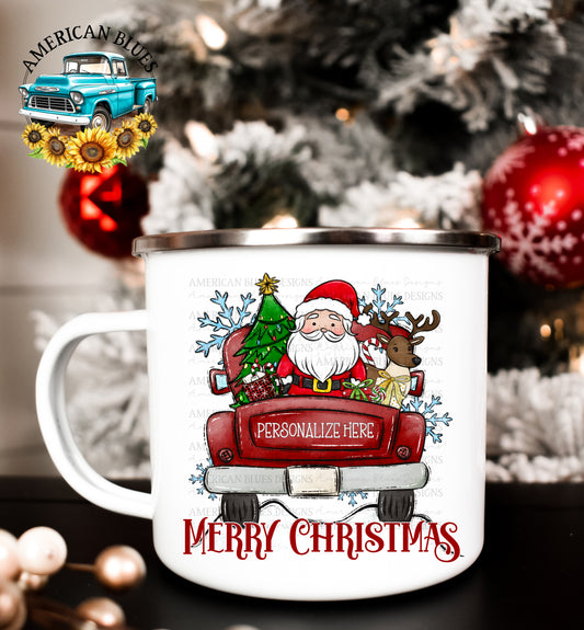 Merry Christmas Santa red truck- personalize with name!