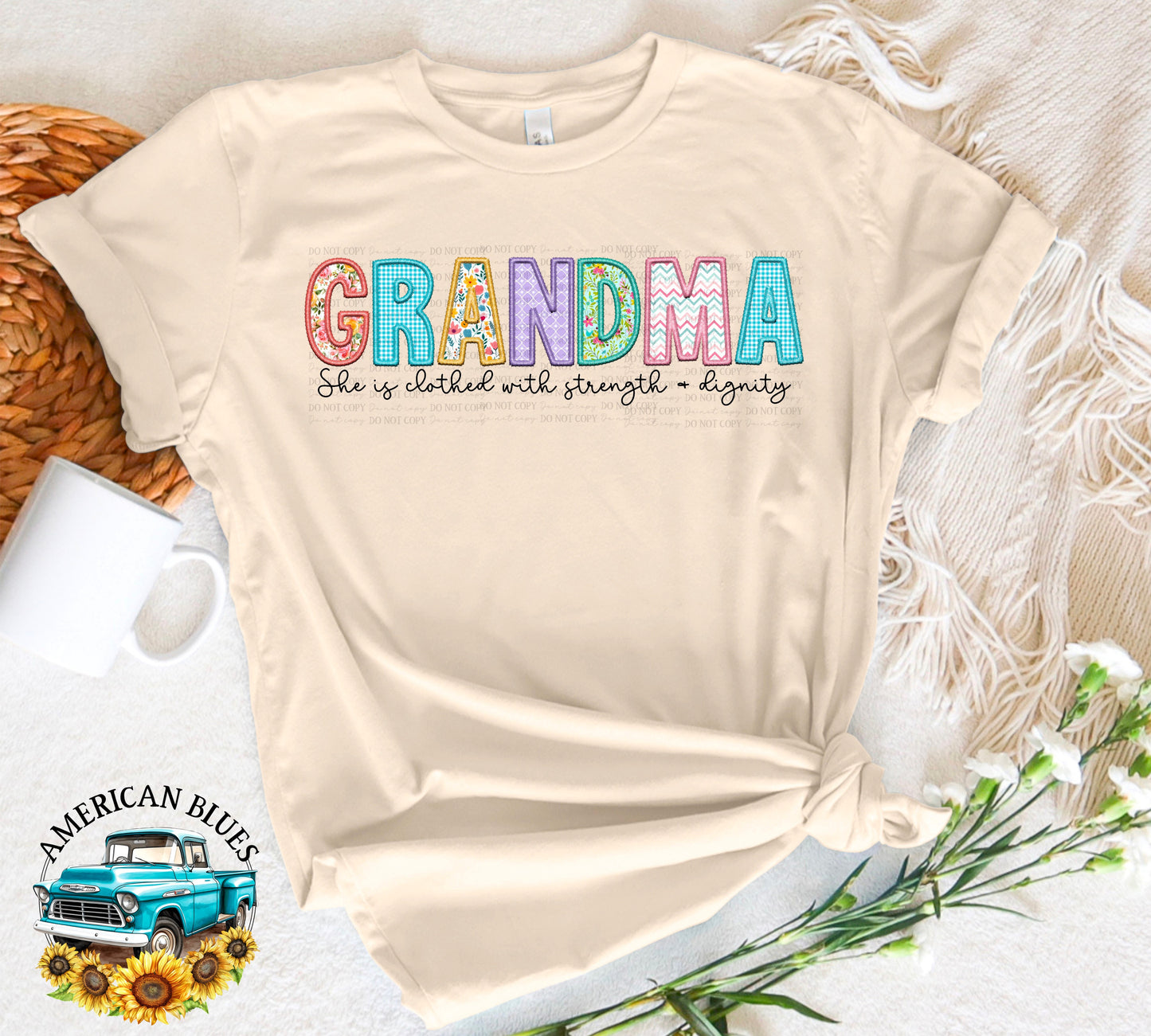 Grandma- Spring embroidered name digital design | American Blues Designs