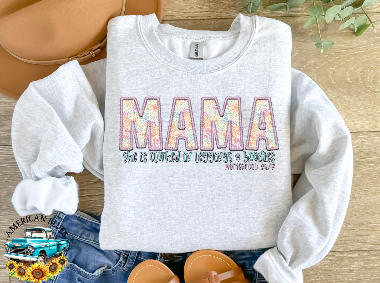 Mama, She is clothes in leggings and hoodies- Motherhood 24/7