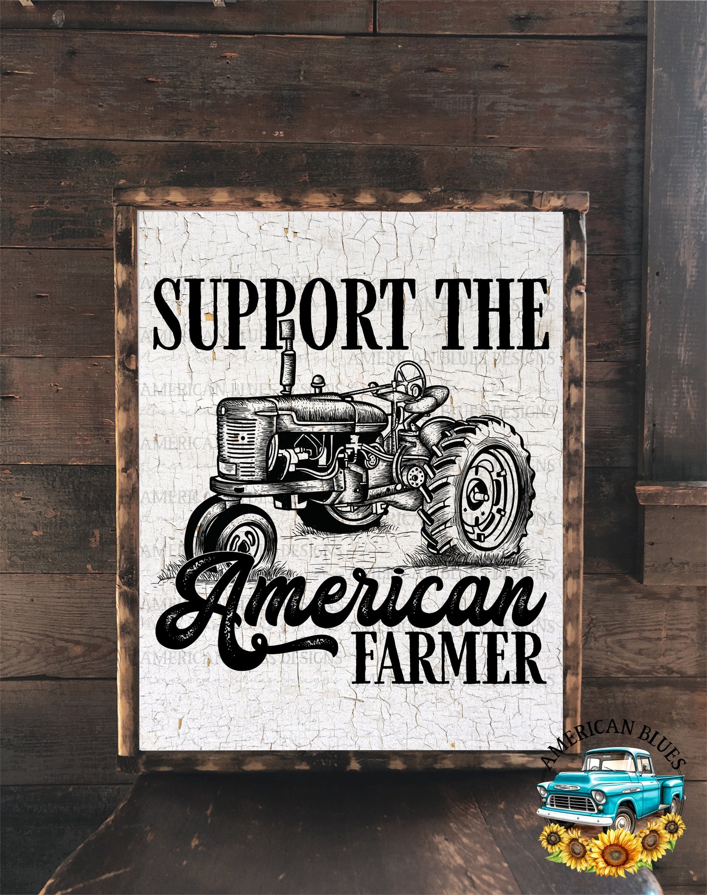 Support the American Farmer 8x10 printable art, digital download-American Blues Designs