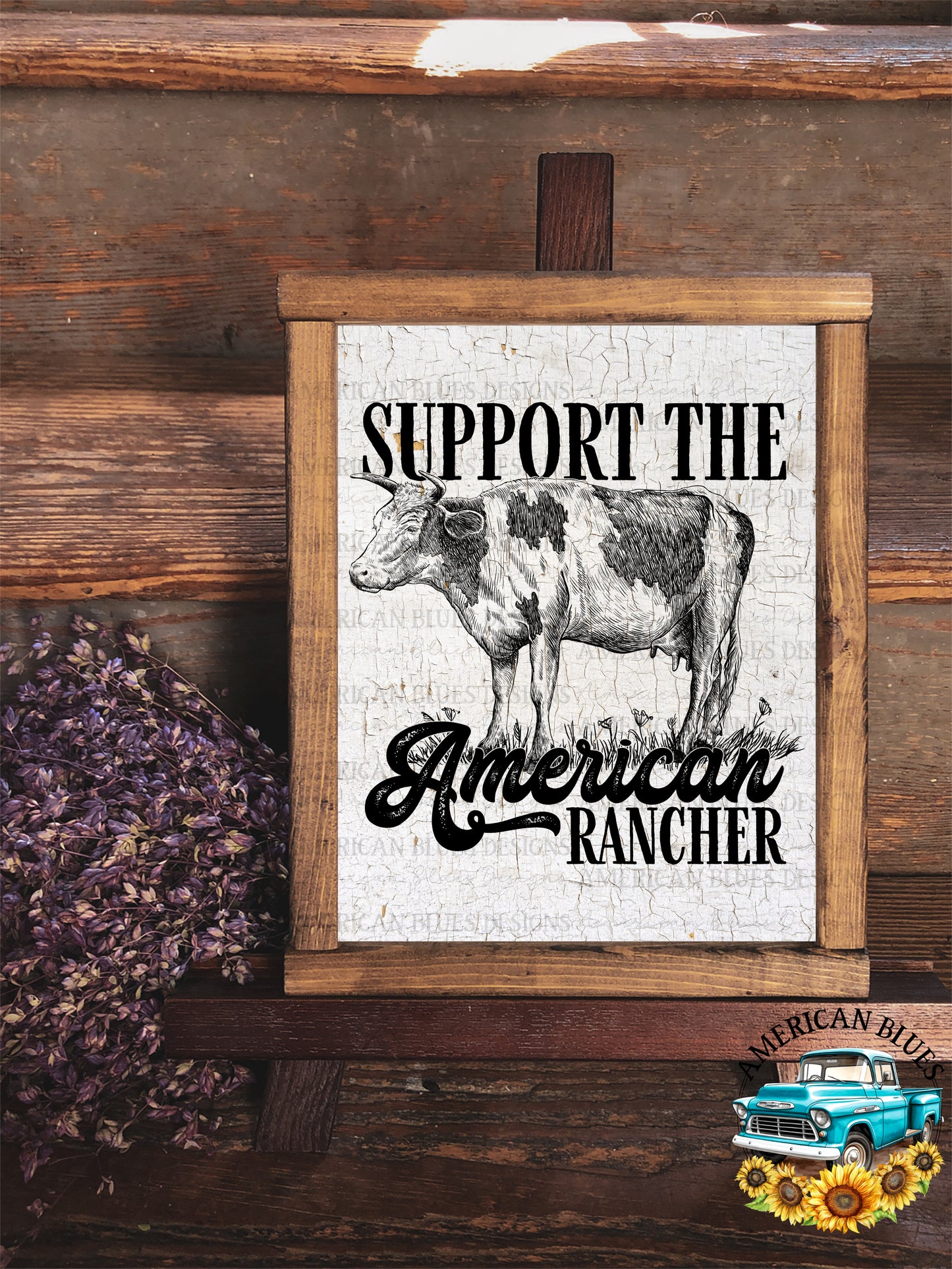 Support the American Rancher, digital download, printable art-American Blues Designs