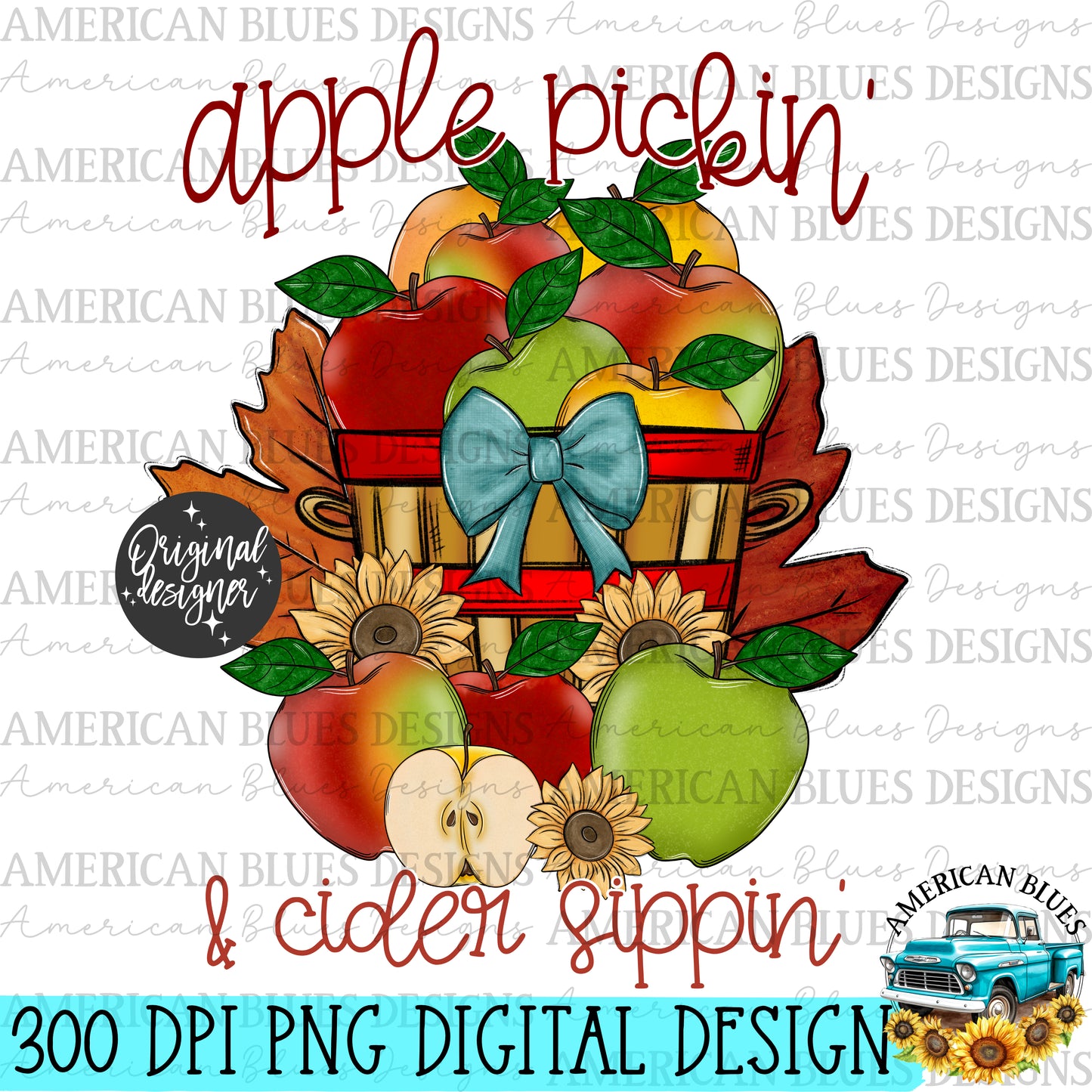 Apple pikcin' & cider sippin' digital design | American Blues Designs 