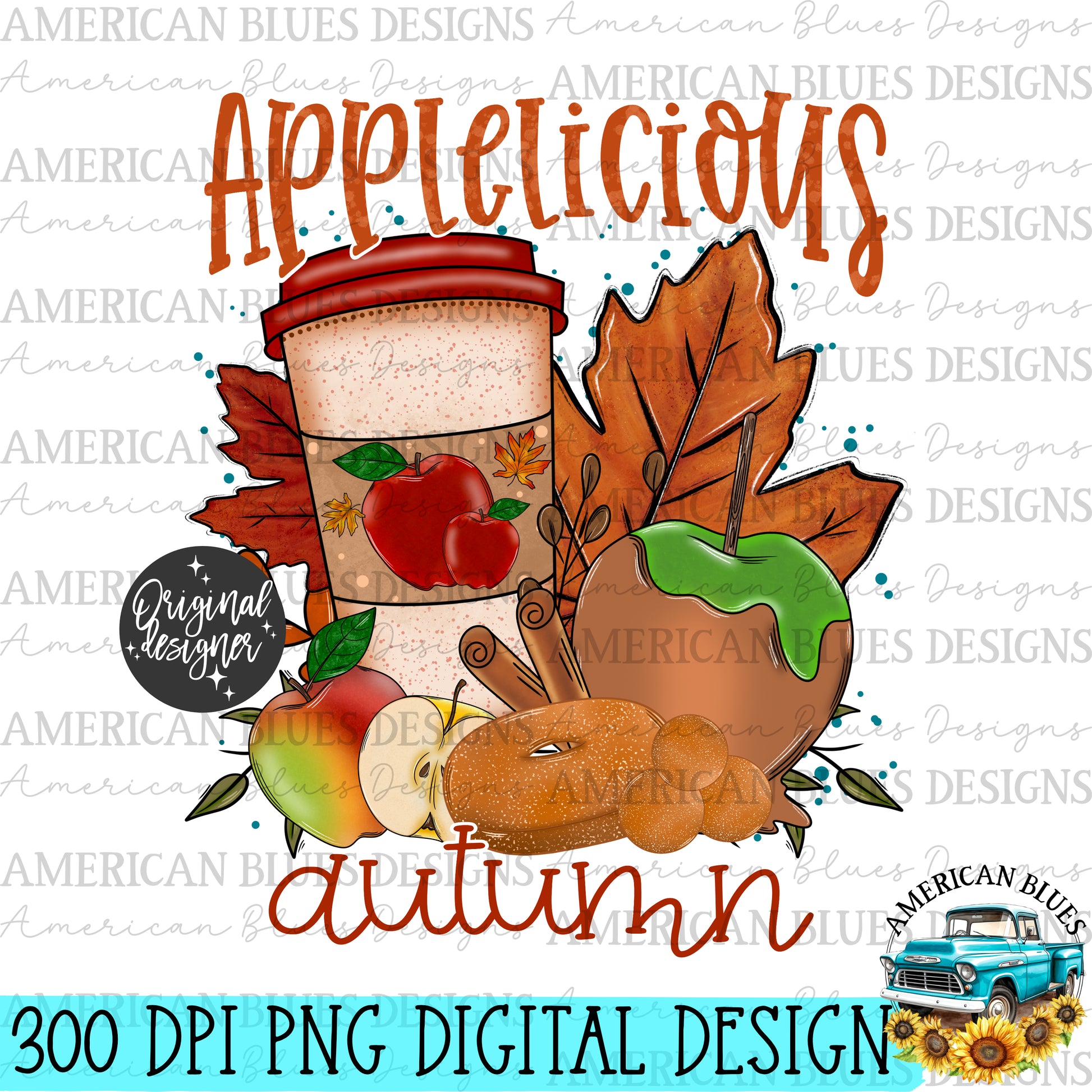 Applelicious Autumn digital design | American Blues Designs 