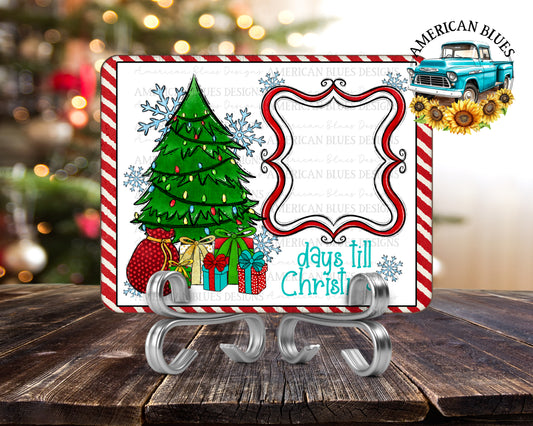 Christmas countdown board with tree and presents | American Blues Designs