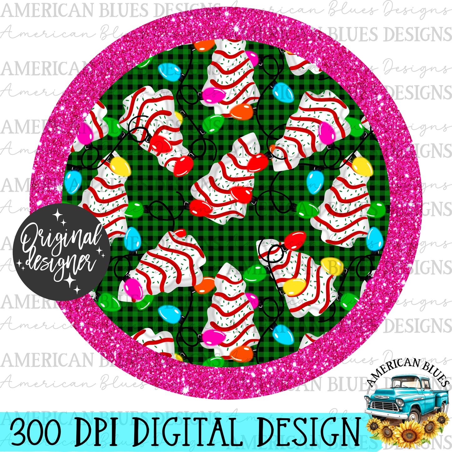 Christmas tree cake car coaster digital design | American Blues Designs