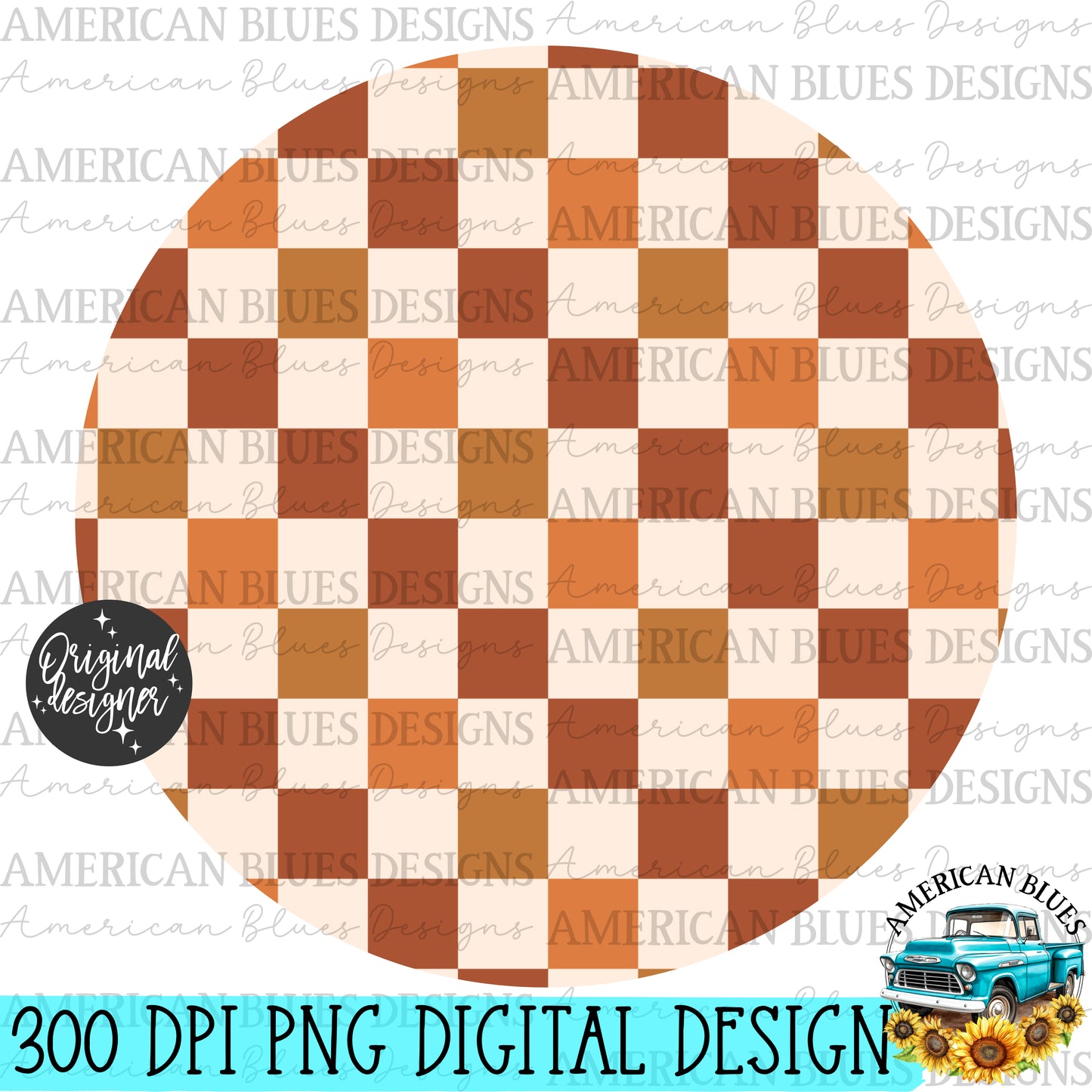 Autumn checkered car coaster digital design | American Blues Designs