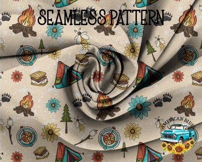 S'more camping seamless pattern