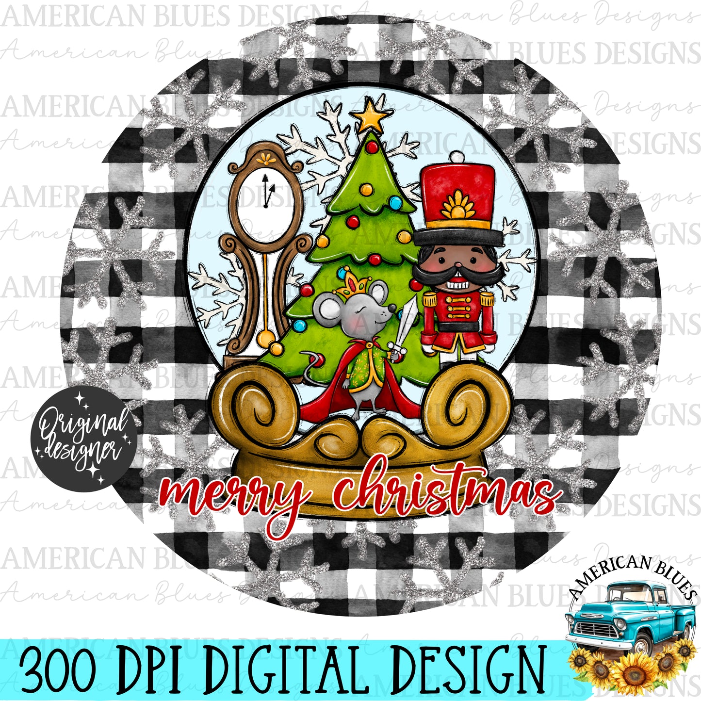 Merry Christmas Nutcracker door hanger digital design | American Blues Designs
