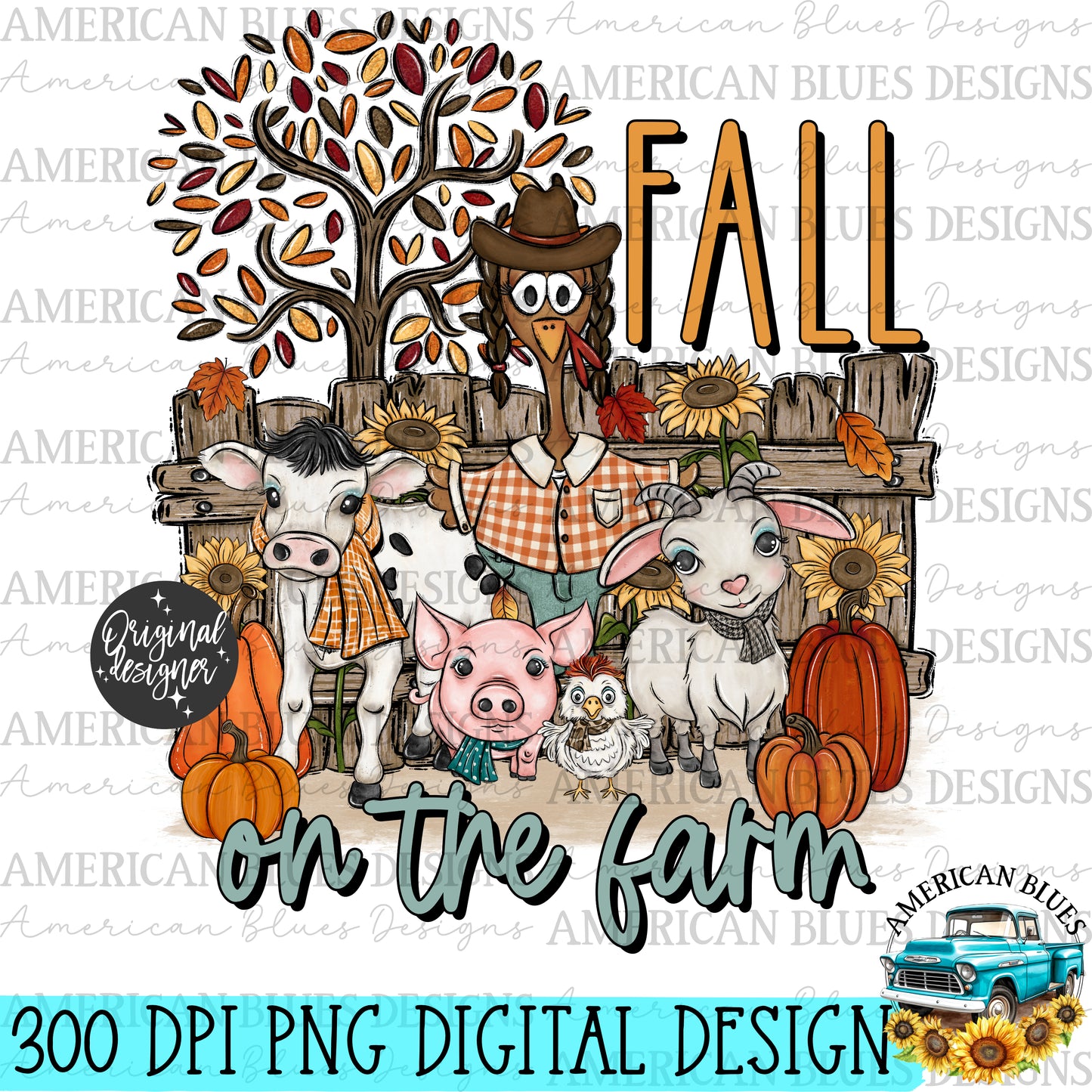 Fall on the Farm digital design | American Blues Designs