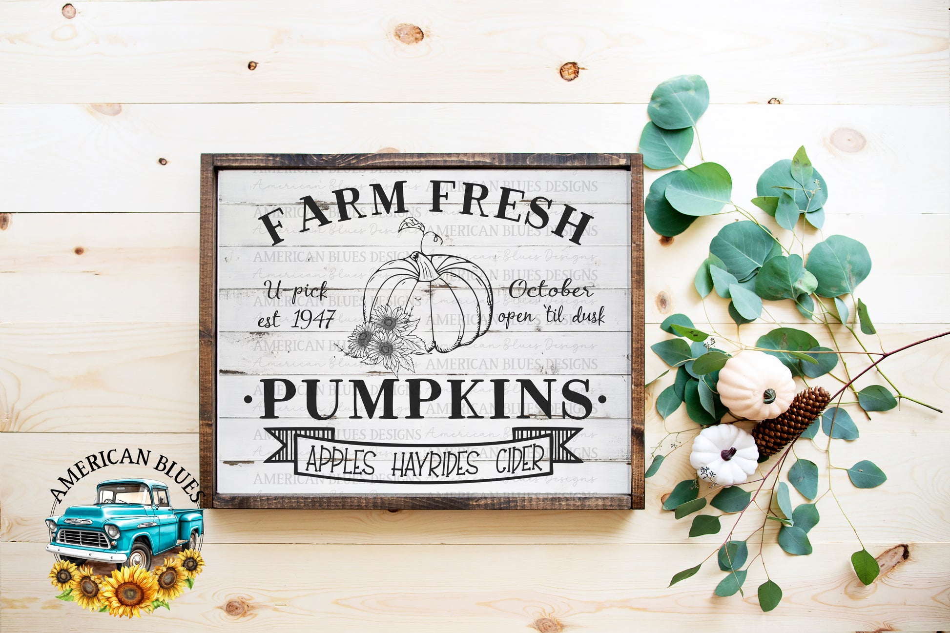 Farm Fresh Pumpkins printable art | American Blues Designs