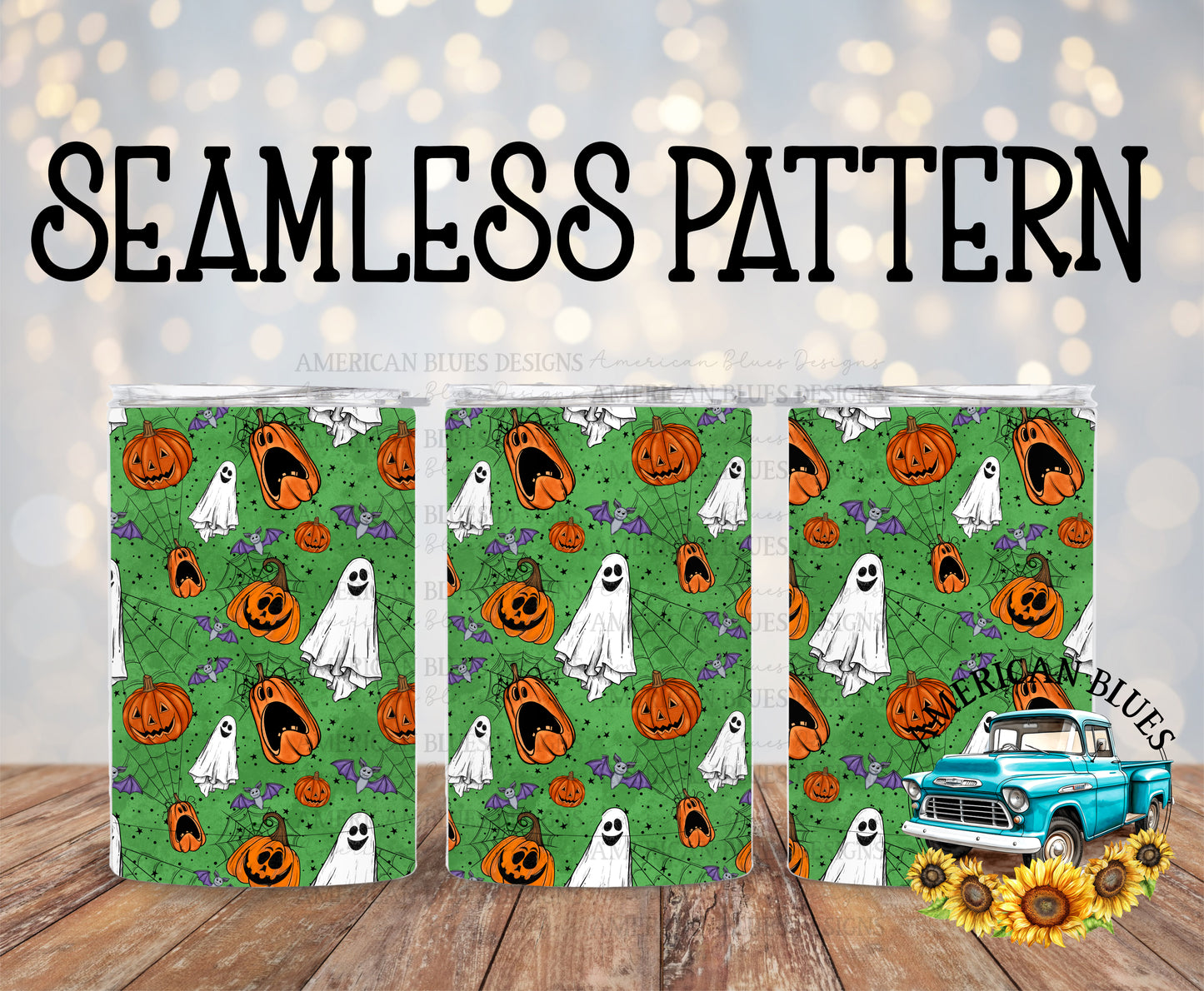 Oliver ghostie & happy screaming pumpkins seamless pattern