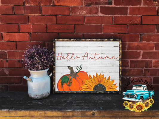 Hello Autumn hand painted printable art | American Blues Designs