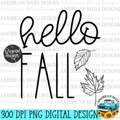 "Hello Fall" digital design | American Blues Designs
