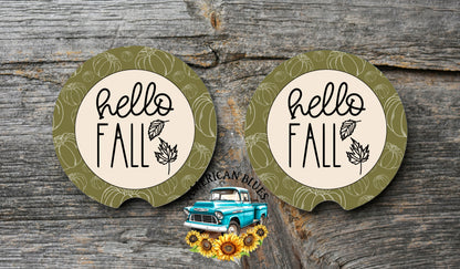 Hello Fall car coaster digital design | American Blues Designs