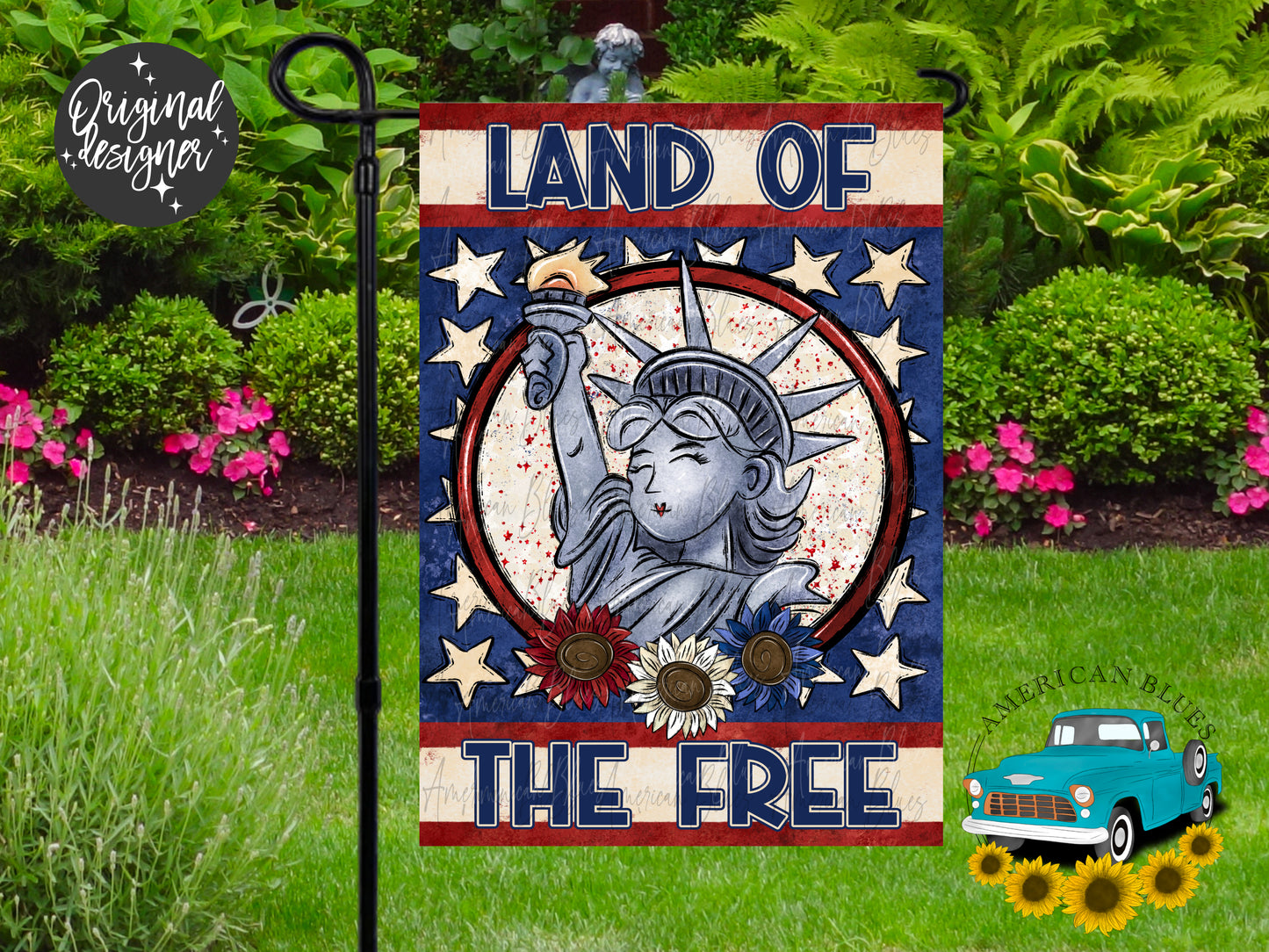 Land of the Free garden flag 12x18