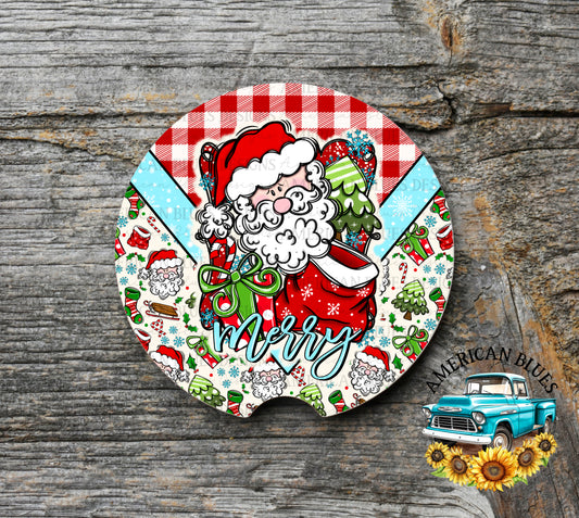 Merry Santa car coaster digital design | American Blues Designs