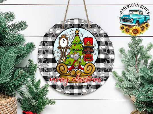Merry Christmas Nutcracker door hanger digital design | American Blues Designs