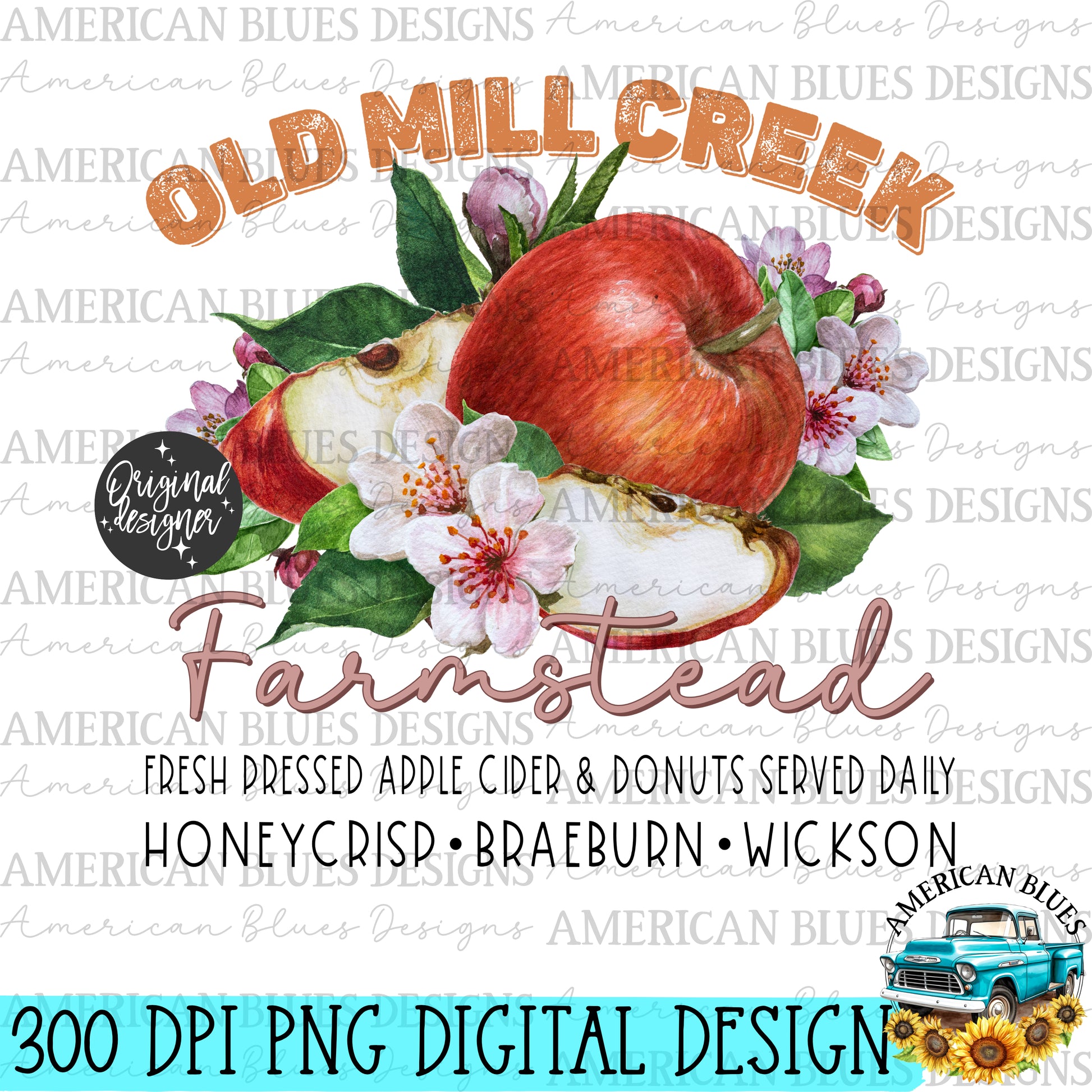 Old Mill Creek Farmstead digital design | American Blues Designs