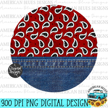 Denim & Paisley car coaster digital design | American Blues Designs