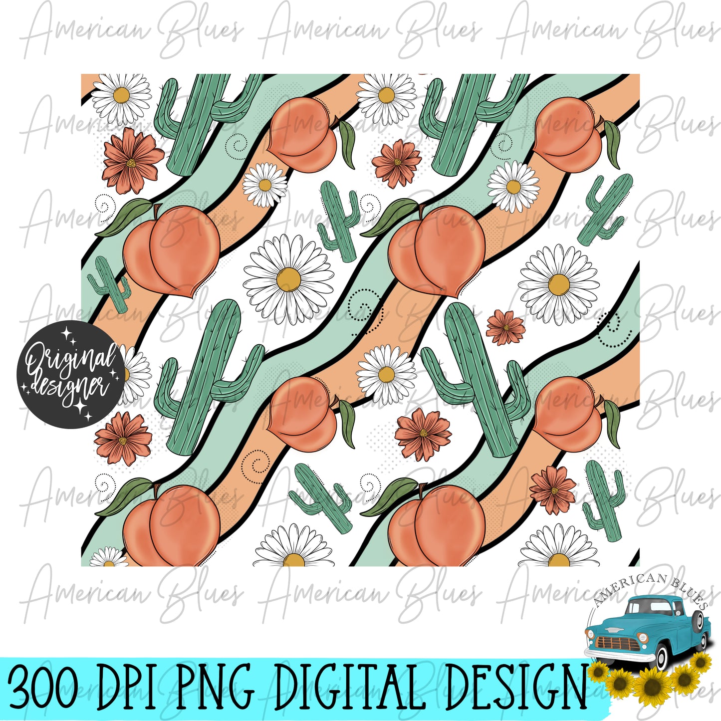 Peaches & Cacti- 20 oz straight tumbler wrap