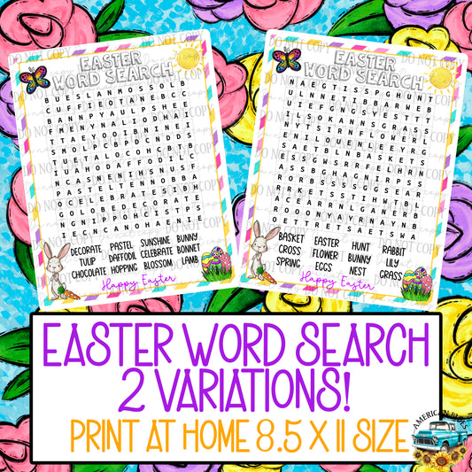 Easter Word Search & games printable | American Blues Designs