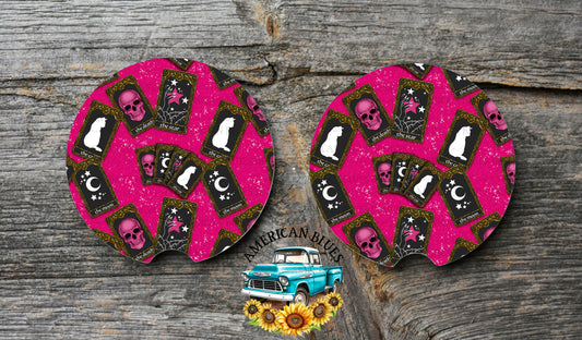 Pink Tarot car coaster digital design | American Blues Designs