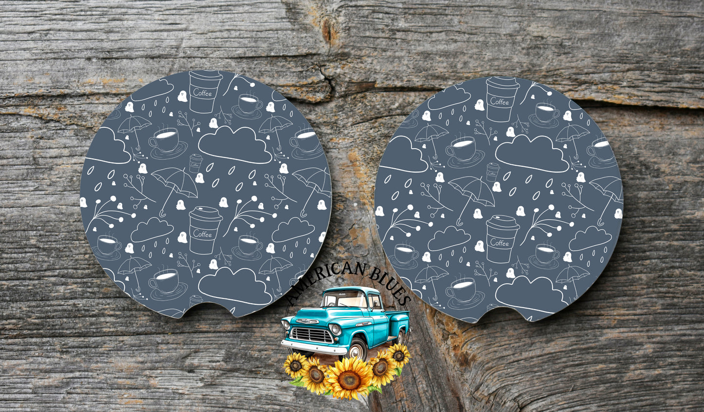 Rainy Ghostie car coaster digital design | American Blues Designs