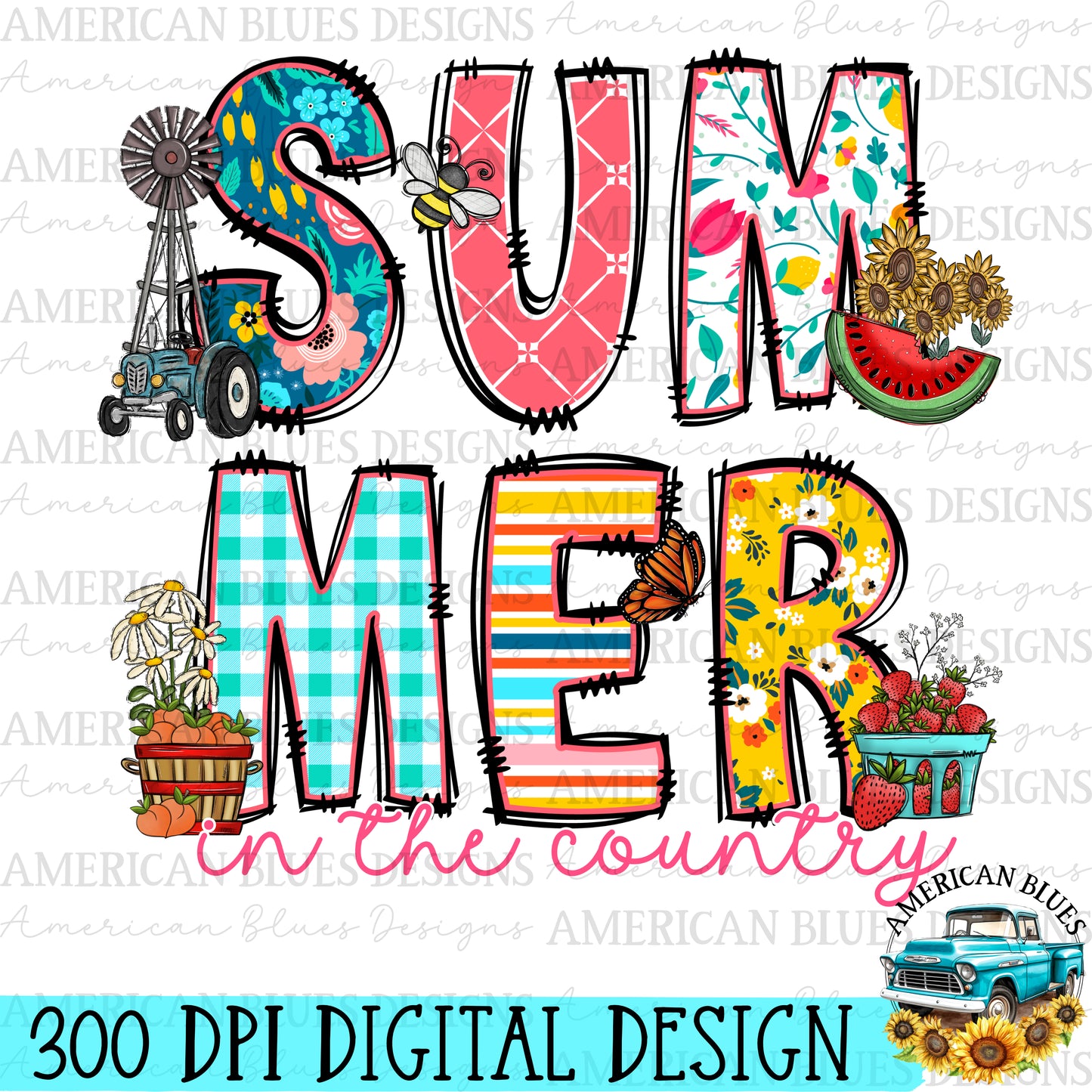 Summer in the country digital design | American Blues Designs