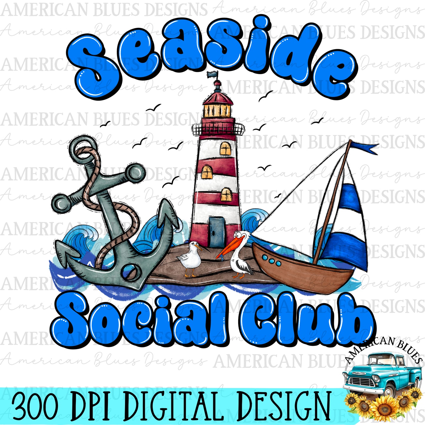 Seaside Social Club digital design | American Blues Designs