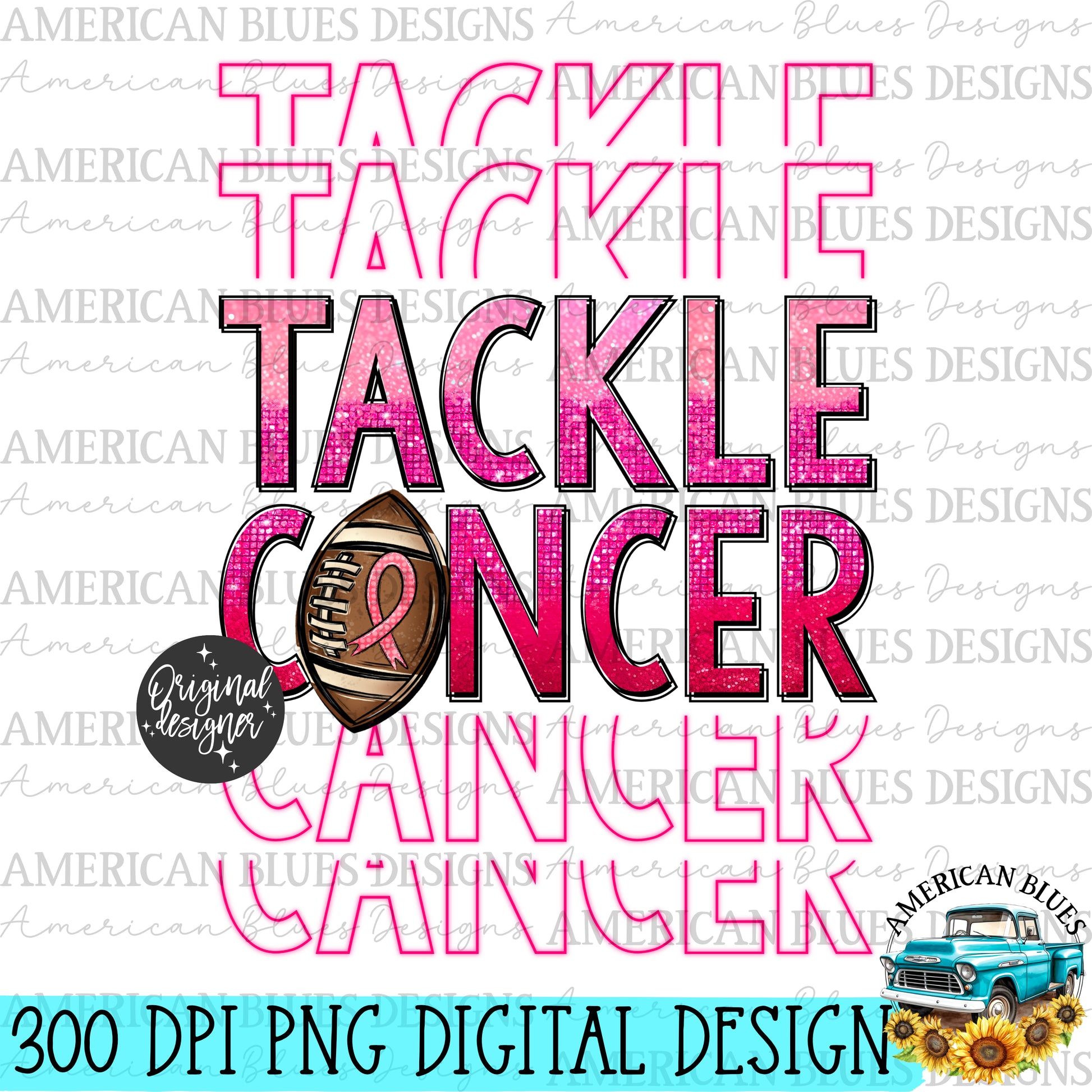 Tackle Cancer digital design | American Blues Designs