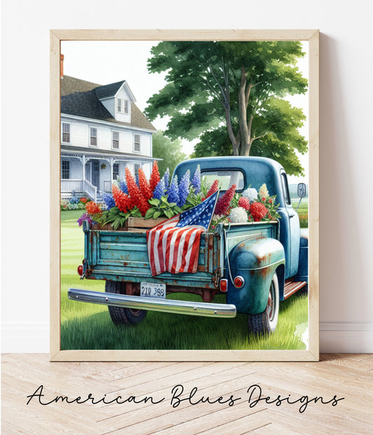 Old Farm & Truck Patriotic Americana Printable Wall Art