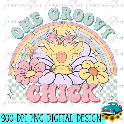 One Groovy Chick retro Easter- regular & distressed version included