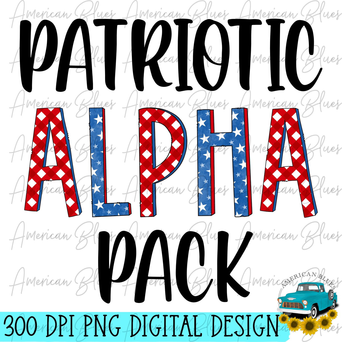 Patriotic Alpha Pack- Stars & Gingham