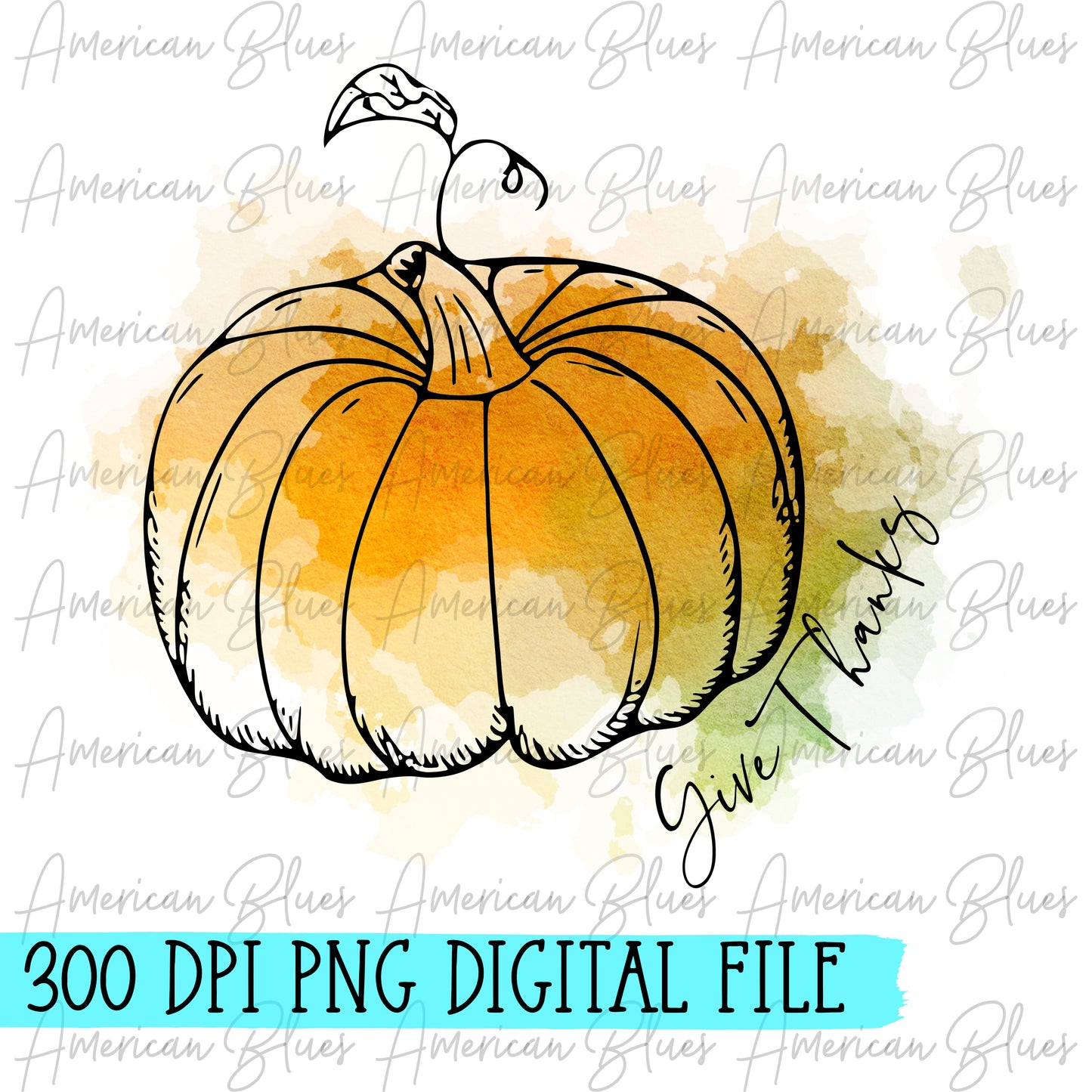 Give thanks-watercolor pumpkin