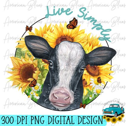 Live Simply sunflower cow