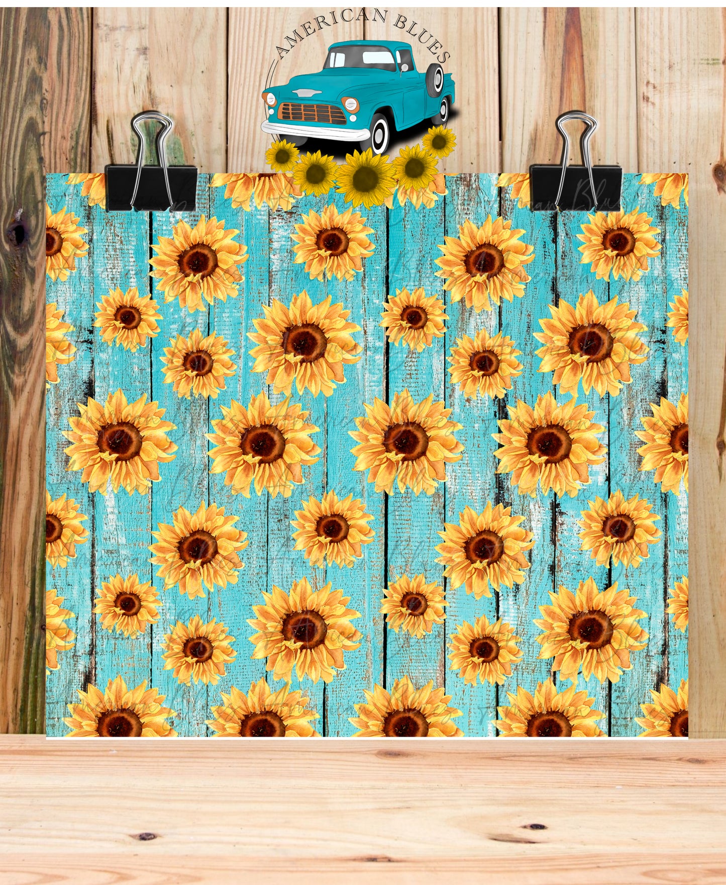 Sunflowers & Barn wood seamless pattern