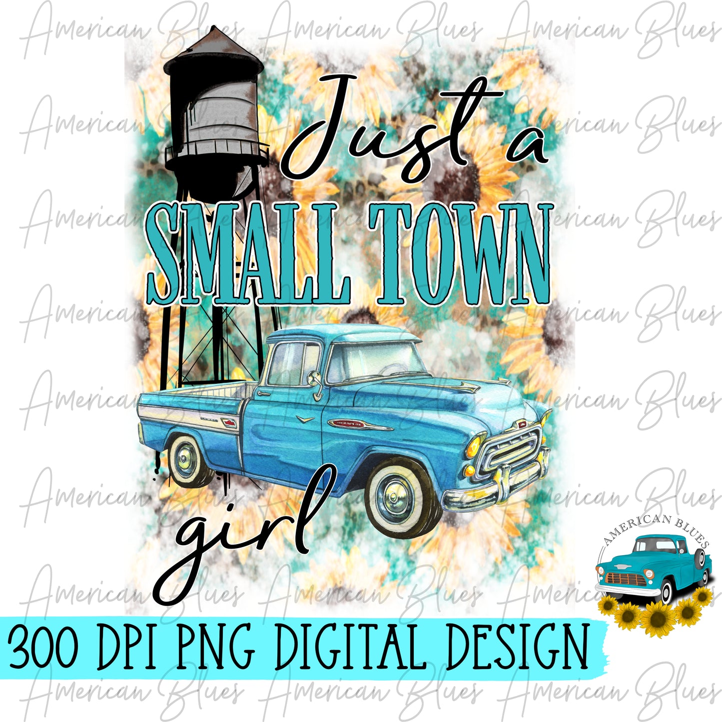 Just a small town girl blue truck- water tower