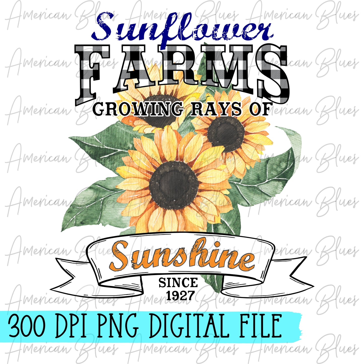 Sunflower farms- black and white check DIGITAL