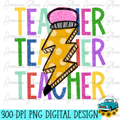 TEACHER- pencil lightning bolt